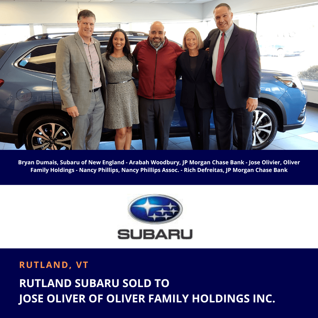Rutland Subaru Sold to Jose Oliver of Oliver Family Holdings Inc